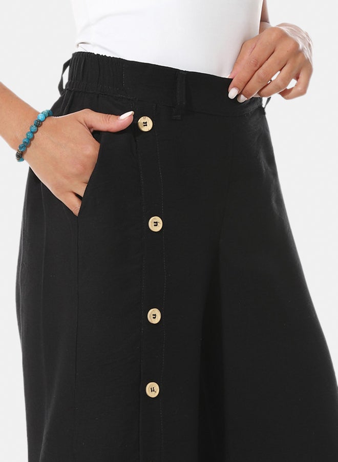 Azul Buttons On One Leg Lenin Pants - Image 3